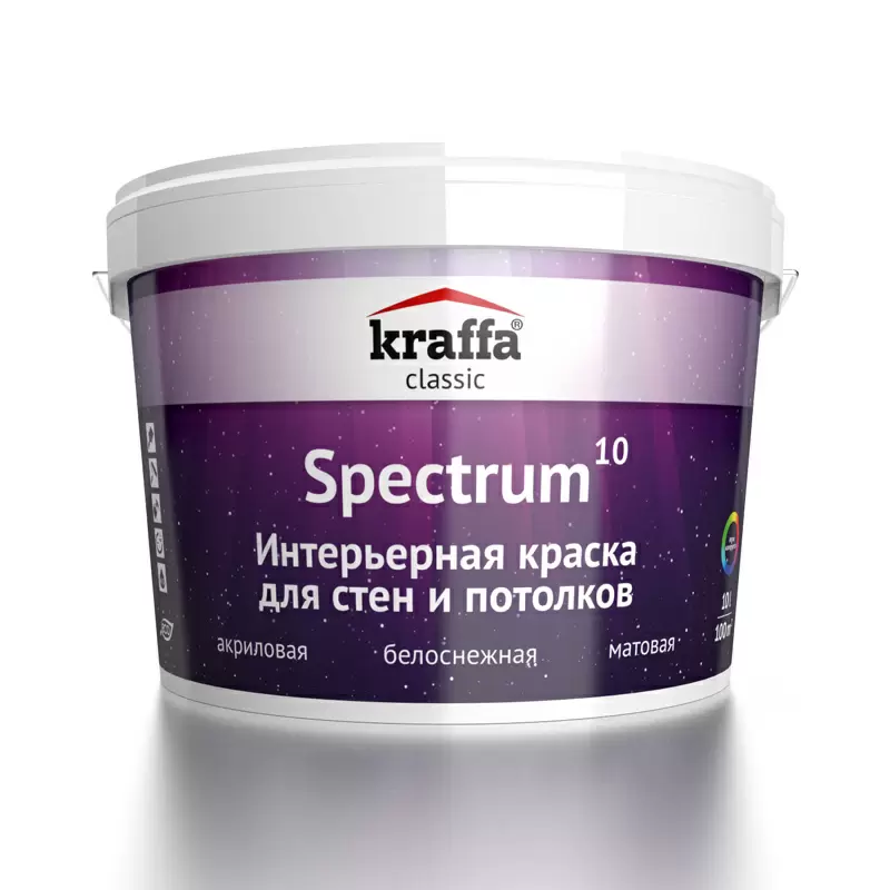 Интерьерные краски. Краска Kraffa спектр. Краска Kraffa спектр-15,9001. Краска Kraffa спектр 10. Краска спектр 10 9л для стен и потолков.