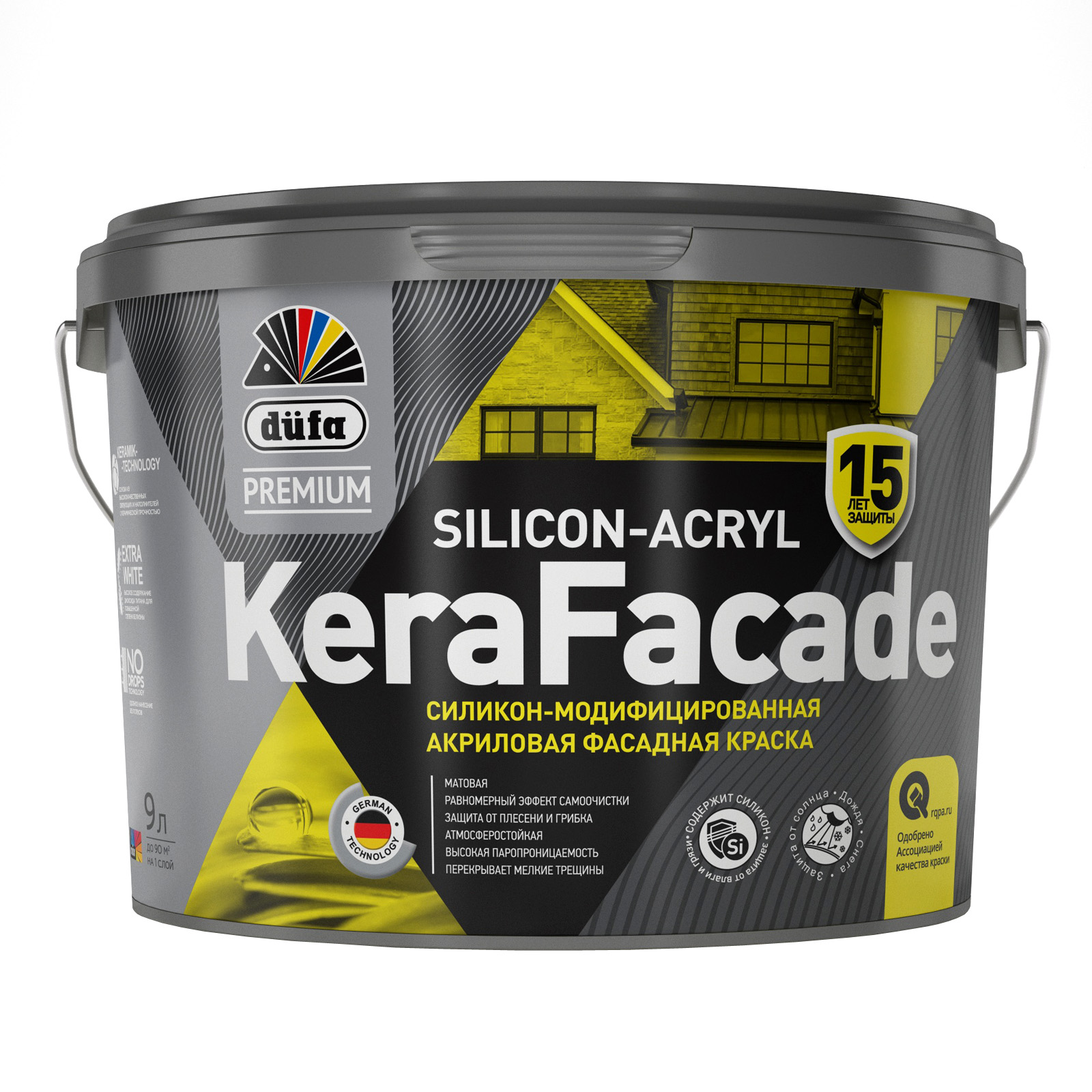 Краска фасадная силиконовая акриловая Dufa Premium KeraFacade матовая, база 3, 2,5л