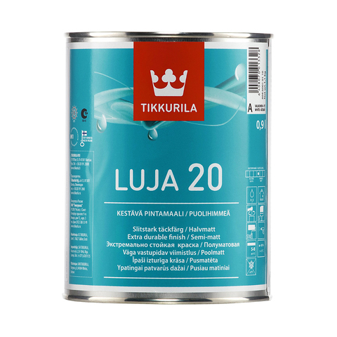 Краска интерьерная Tikkurila LUJA 20 полуматовая, база A, 2,7л