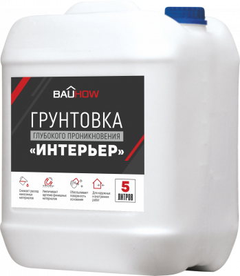 BAUHOW Грунтовка глубокого проникновения «Интерьер», 5 л вправо